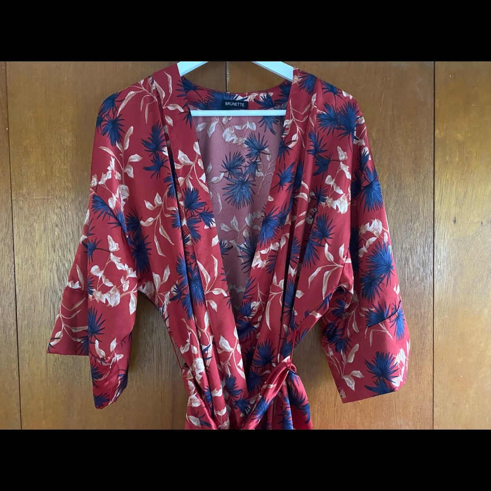 Satin floral robe